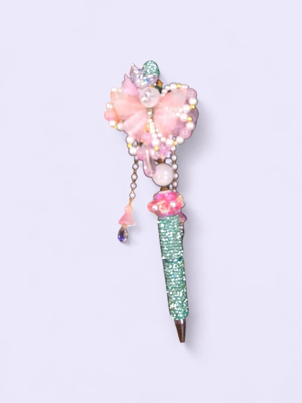 Pink Butterfly Beaded Pen